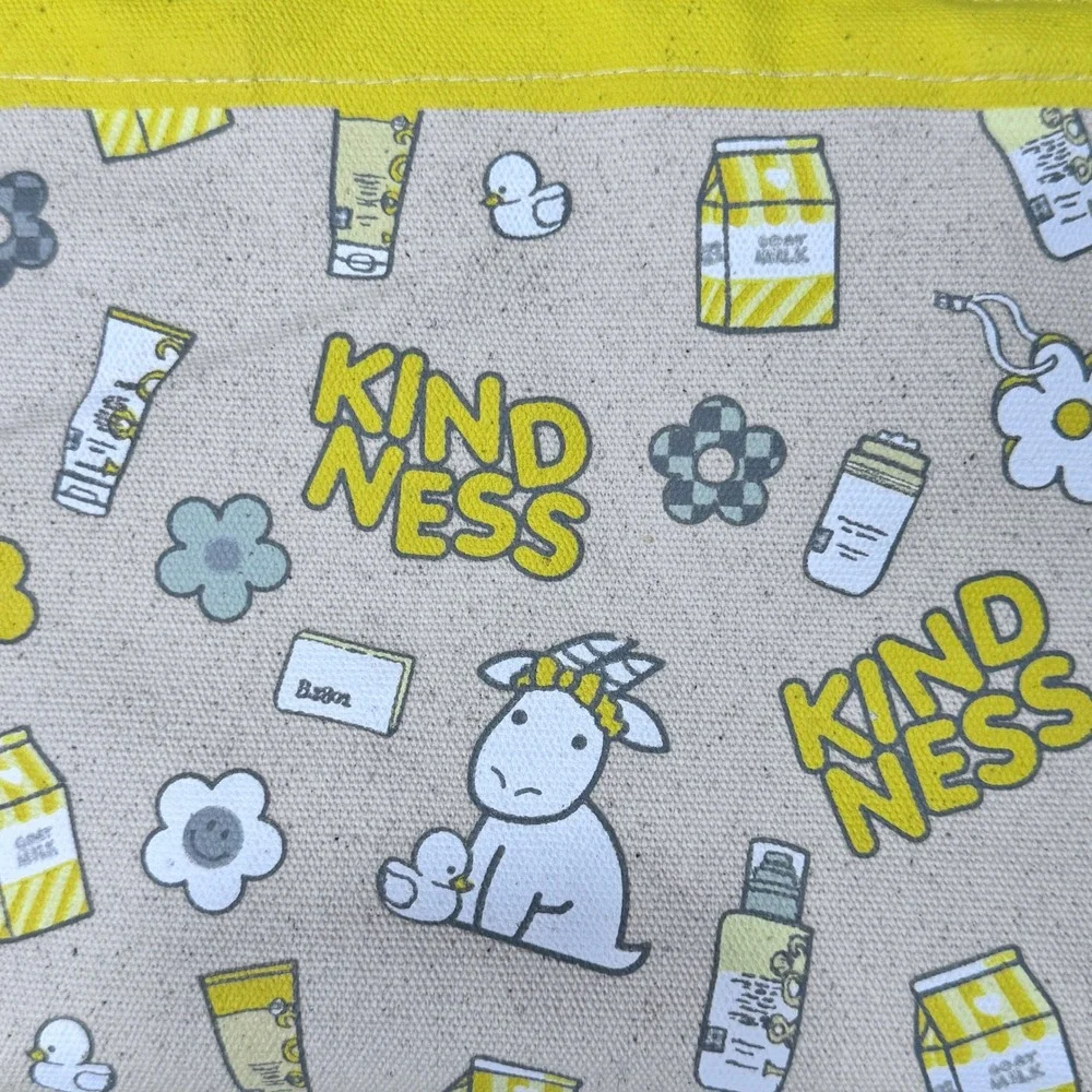 Beekman 1802 Kindness Goat Print Canvas Tote Bag 100% Cotton Reusable Shopper